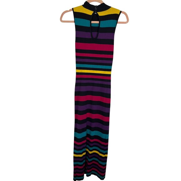 BCBG Striped Tank Maxi Dress XS Colorful Sweater Retro Classic Chic Funky Preppy - Picture 6 of 14